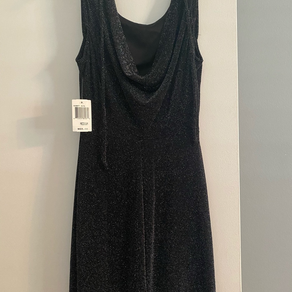 Black/silver dress from Macy’s.